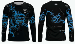 Lake of the Ozarks Fishing Black T Shirt Long Sleeve SPF Fun On The water