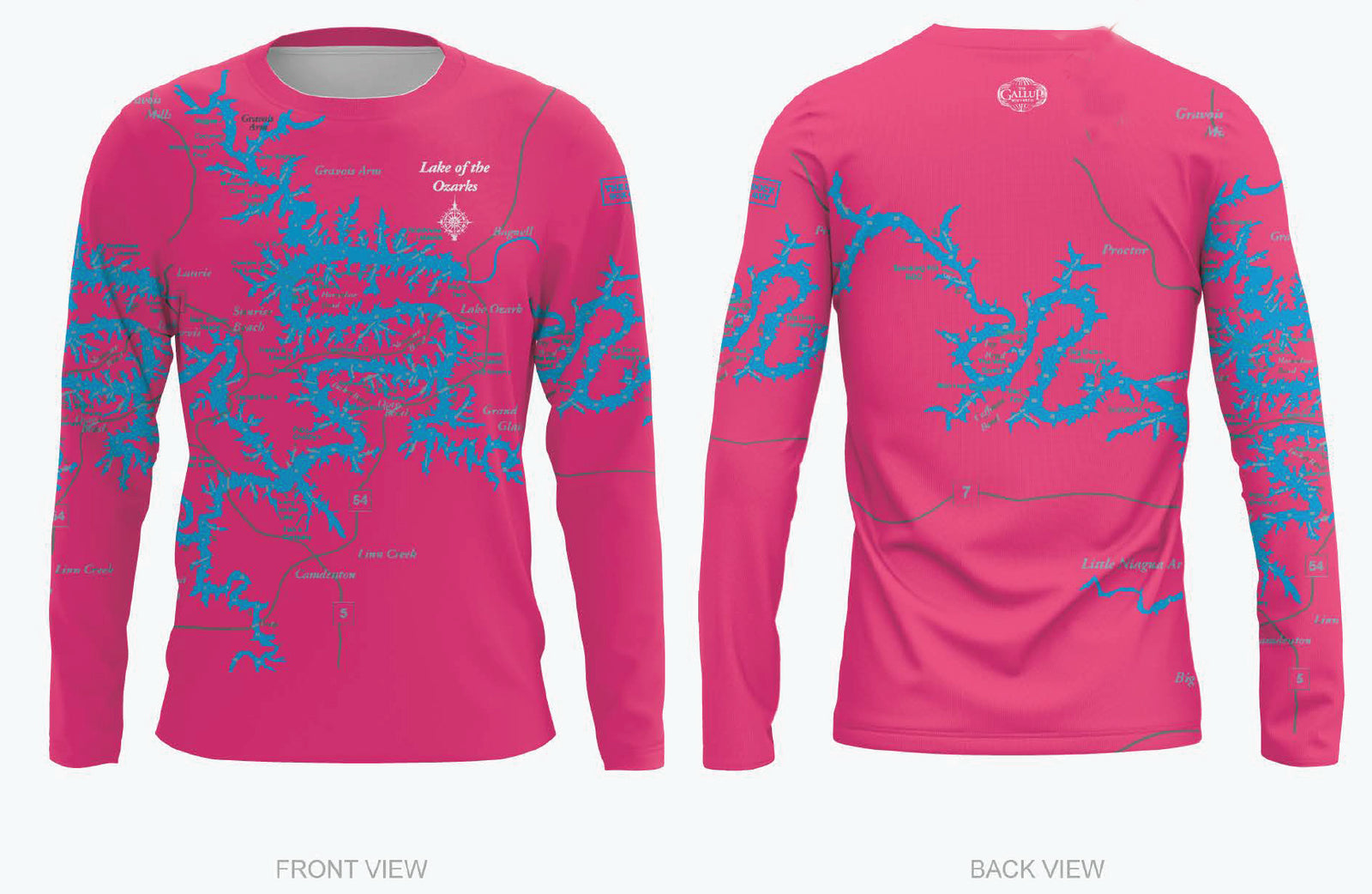 Lake of the Ozarks Pink Fishing T Shirt Long Sleeve SPF Fun On The water