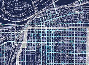 Kansas City Missouri Berry Streetcar Antique Vintage Map 1914 - Color Negative