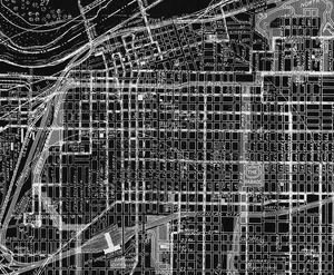 Kansas City Berry Map Company Reverse negative 1913 Street Car Map Anitique Vintage