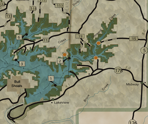 Bull Shoals Classic Vintage Style Map