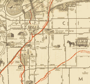Kansas City Centennial 1850-1950 Vintage Historical Map