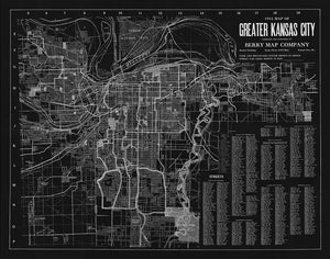 Kansas City Missouri Berry Street Car Antique Vintage Map 1914 - Negative
