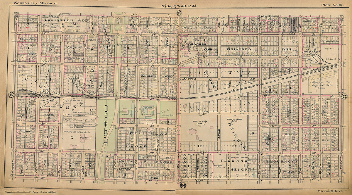 Kansas City Tuttle and Pike 1907 - Plate No. 23 17th-23rd, Troost-Prospect