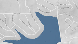 Sugar Valley Lake Classic Gray Style Canvas Map