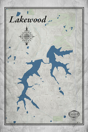 Lakewood Missouri Classic Gray Vintage Style Canvas Map